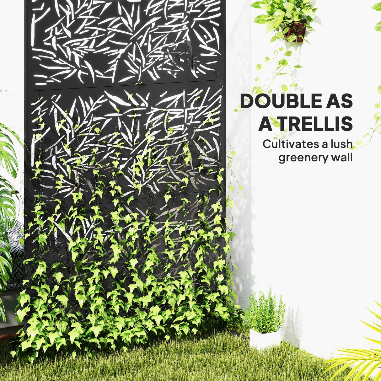 Freestanding Outdoor Privacy Screen with Stand 122cm x 198cm - Bamboo Style
