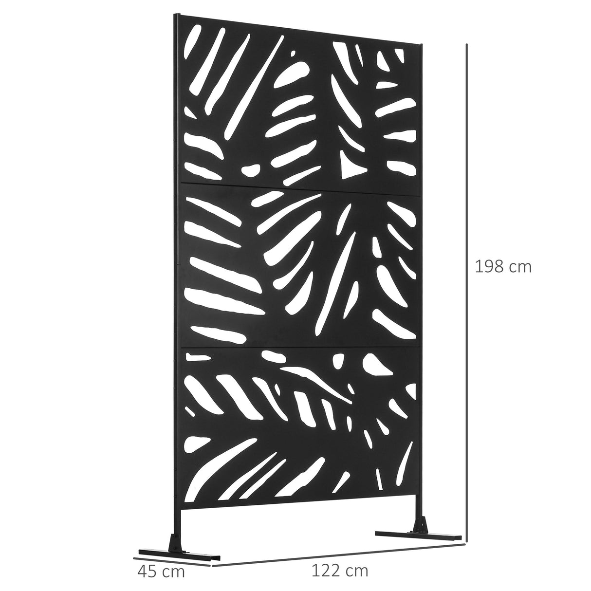 Freestanding Outdoor Privacy Screen, Decorative Metal Garden Divider with Stand for Deck, Pool, 48" x 78" Black