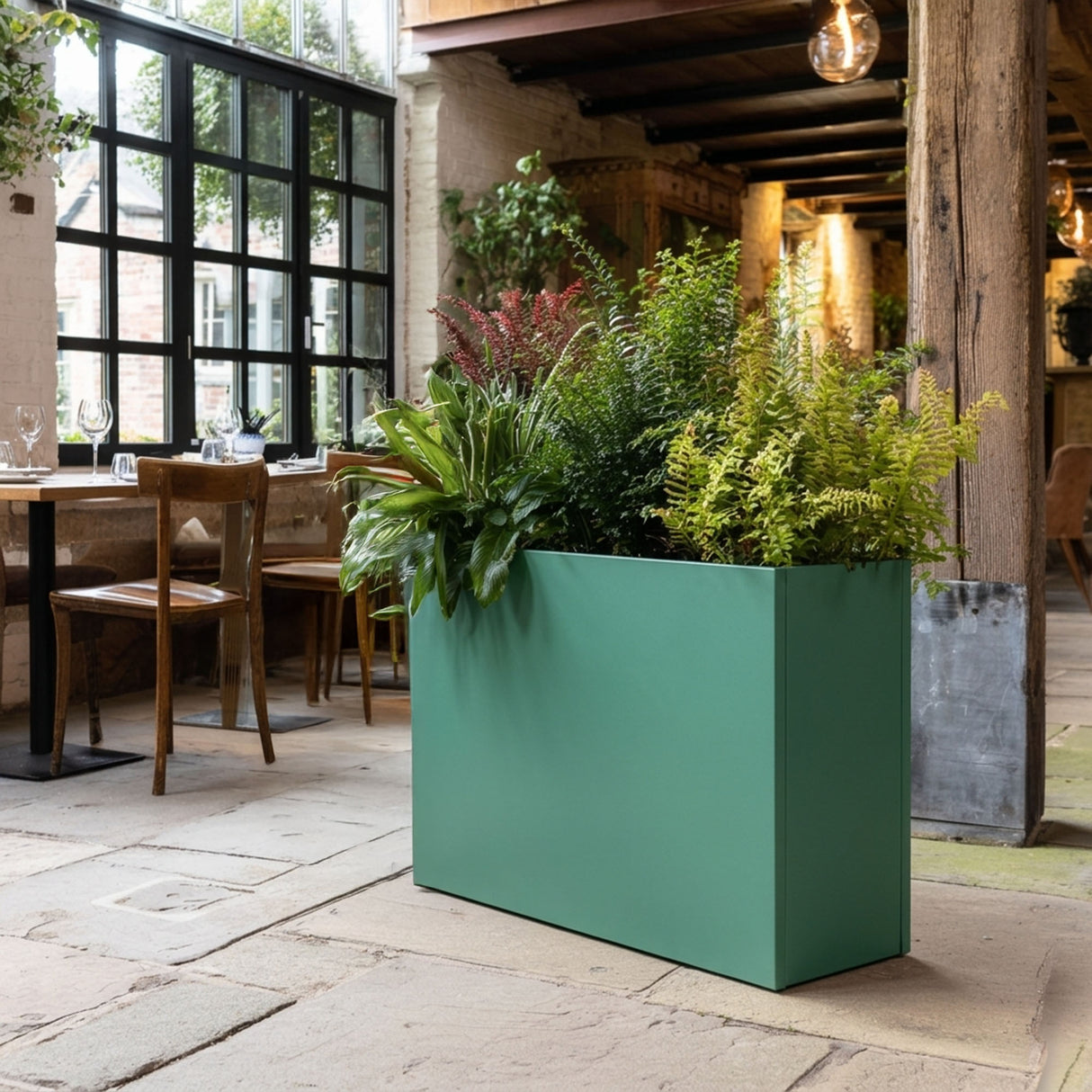 Galvanised Steel Trough Metal Planter 90cm x 82cm - Green
