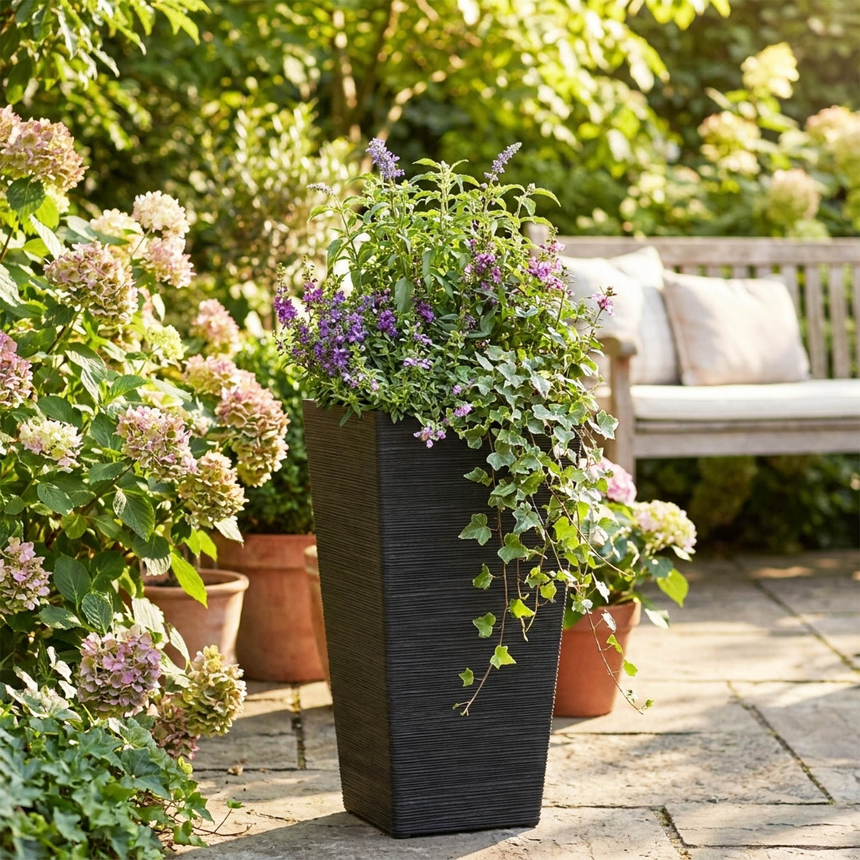 Avondale Black Seagrass Recycled Rubber Plant Pot