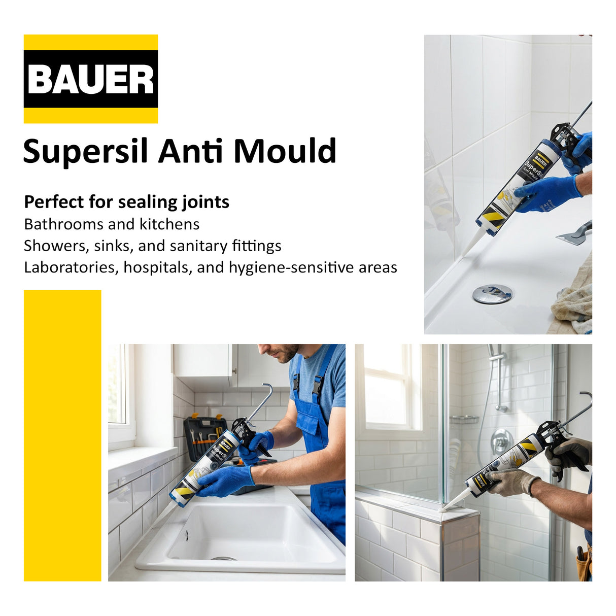 Bauer Supersil Anti-Mould Silicone Sealant 280ml