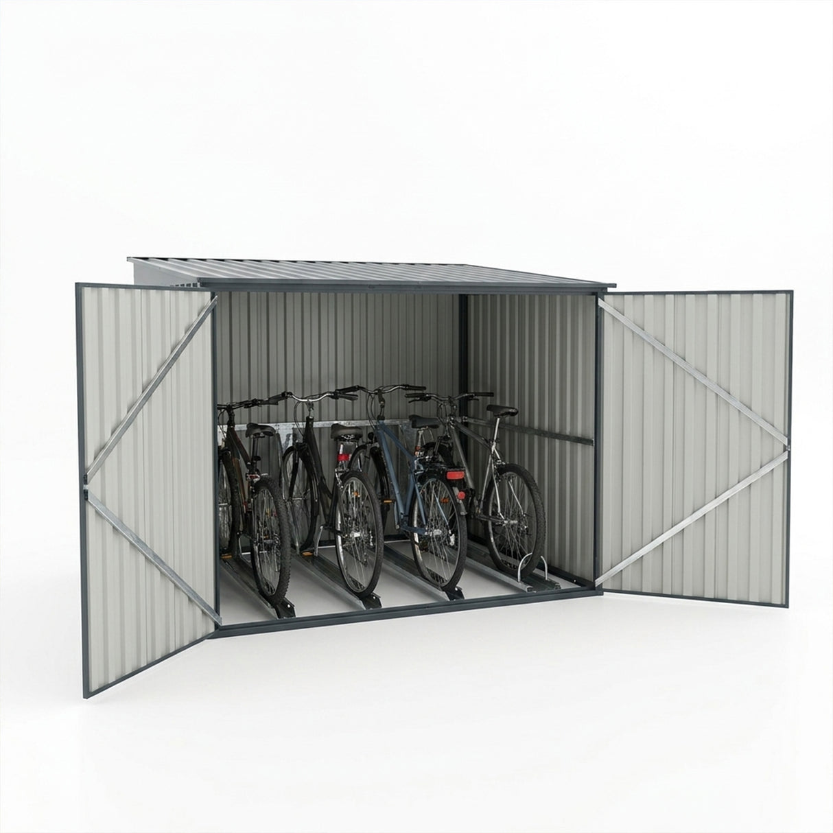 Metal Bicycle Storage Shed for Up to 4 Bikes