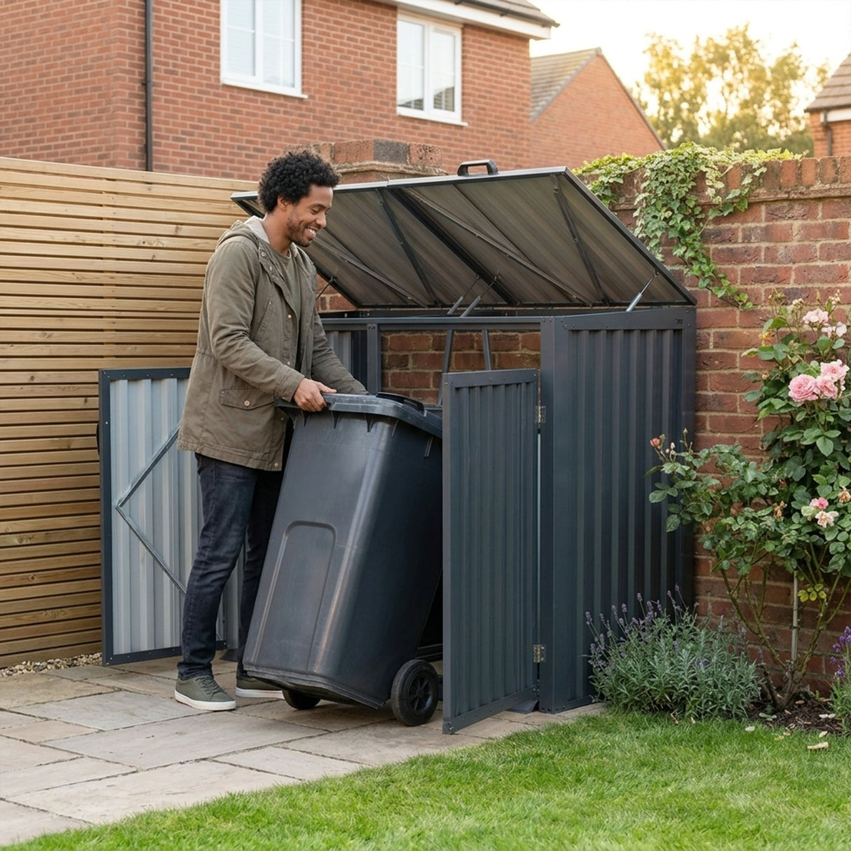 Outdoor Metal Garbage Bin Shed