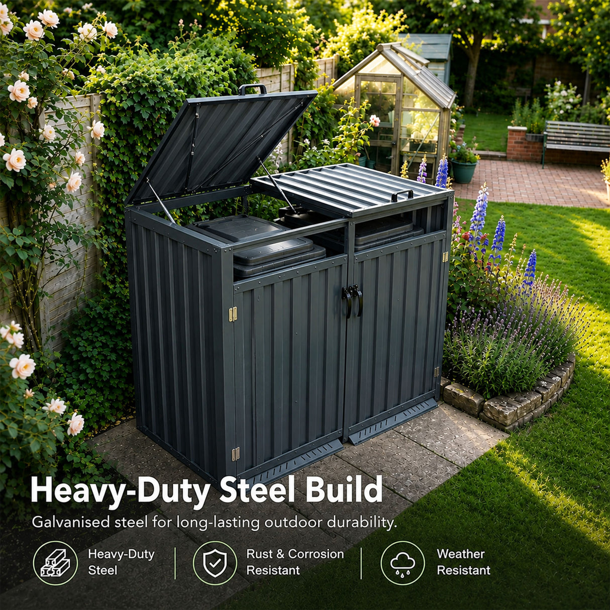 Outdoor Metal Garbage Bin Shed