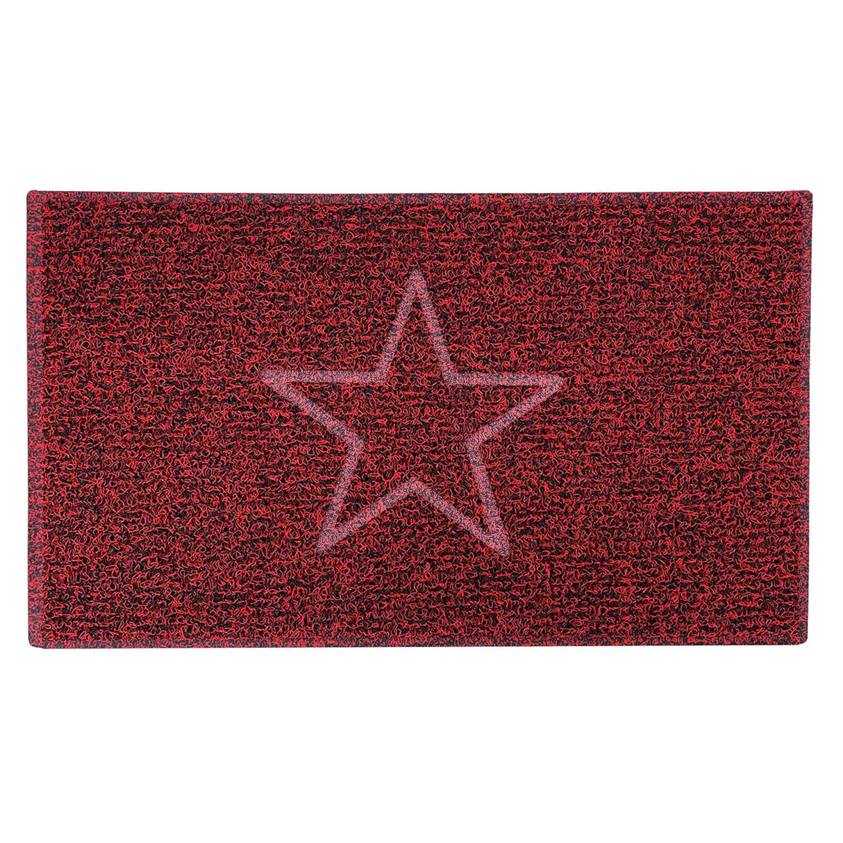 Embossed Star Spaghetti Door Mat - Red & Black