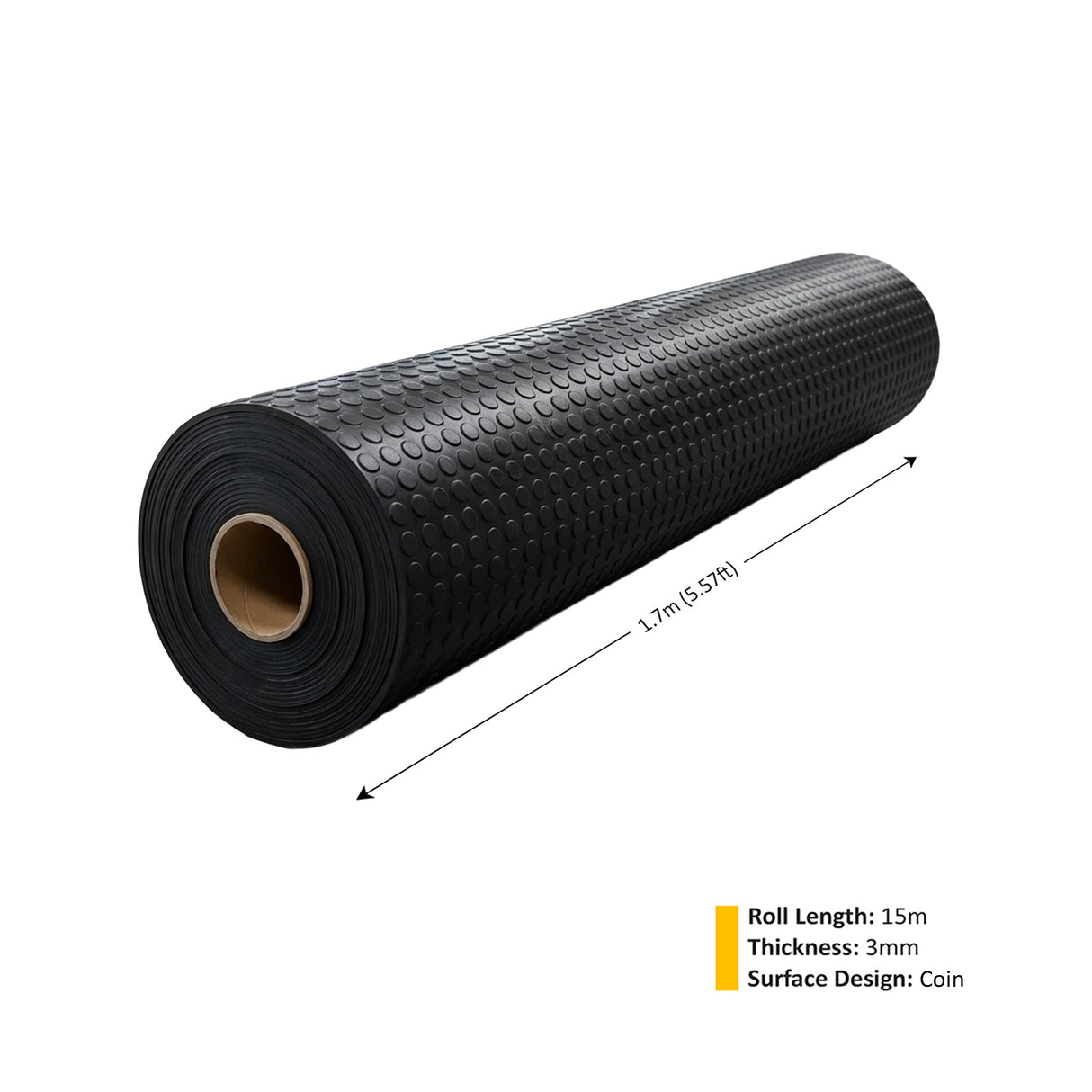 Nicoman Non-Slip Recycled Rubber Flooring Rolls - Coin Pattern