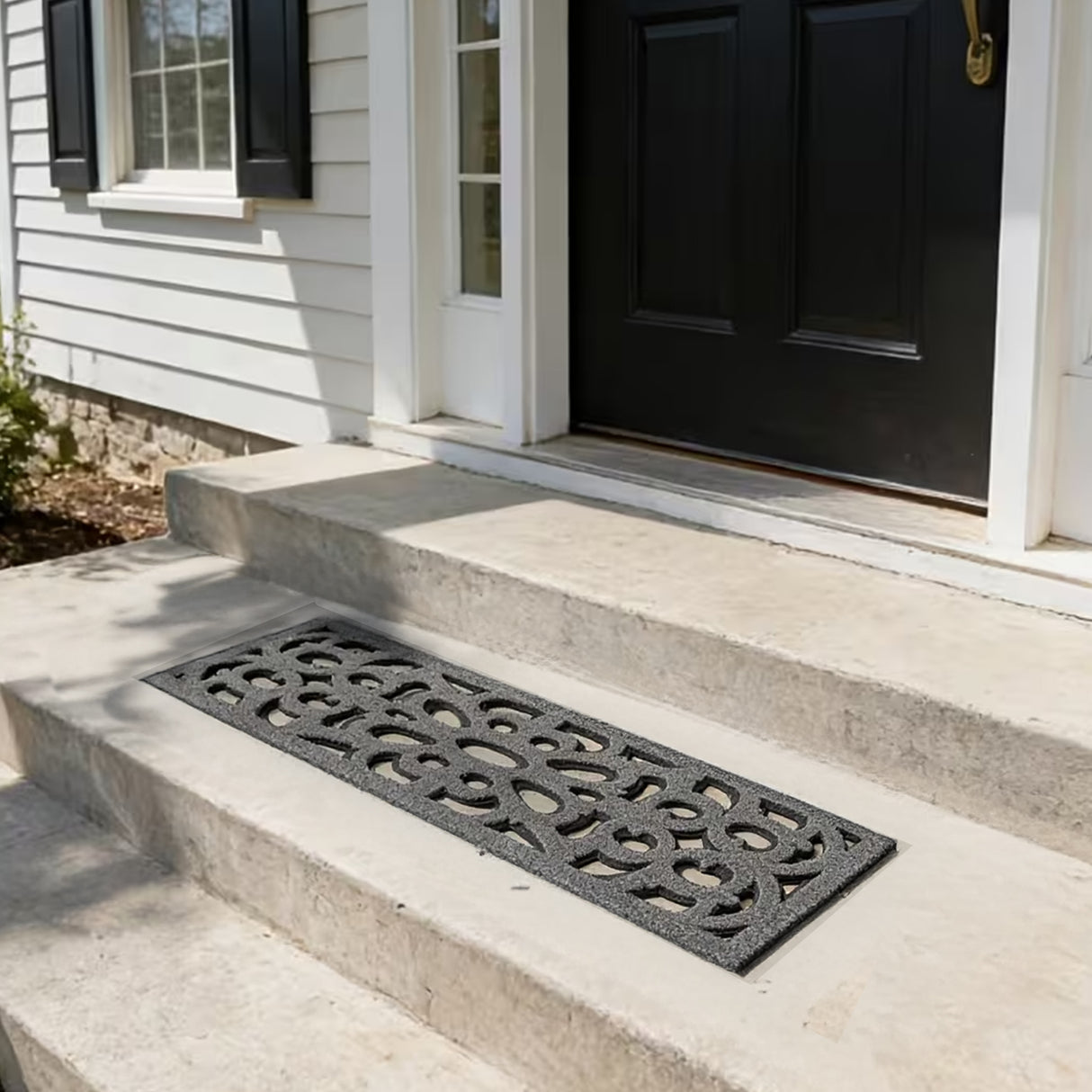 Victorian Style Eco-Friendly Rubber Step Mat - Grey - Indoor Outdoor