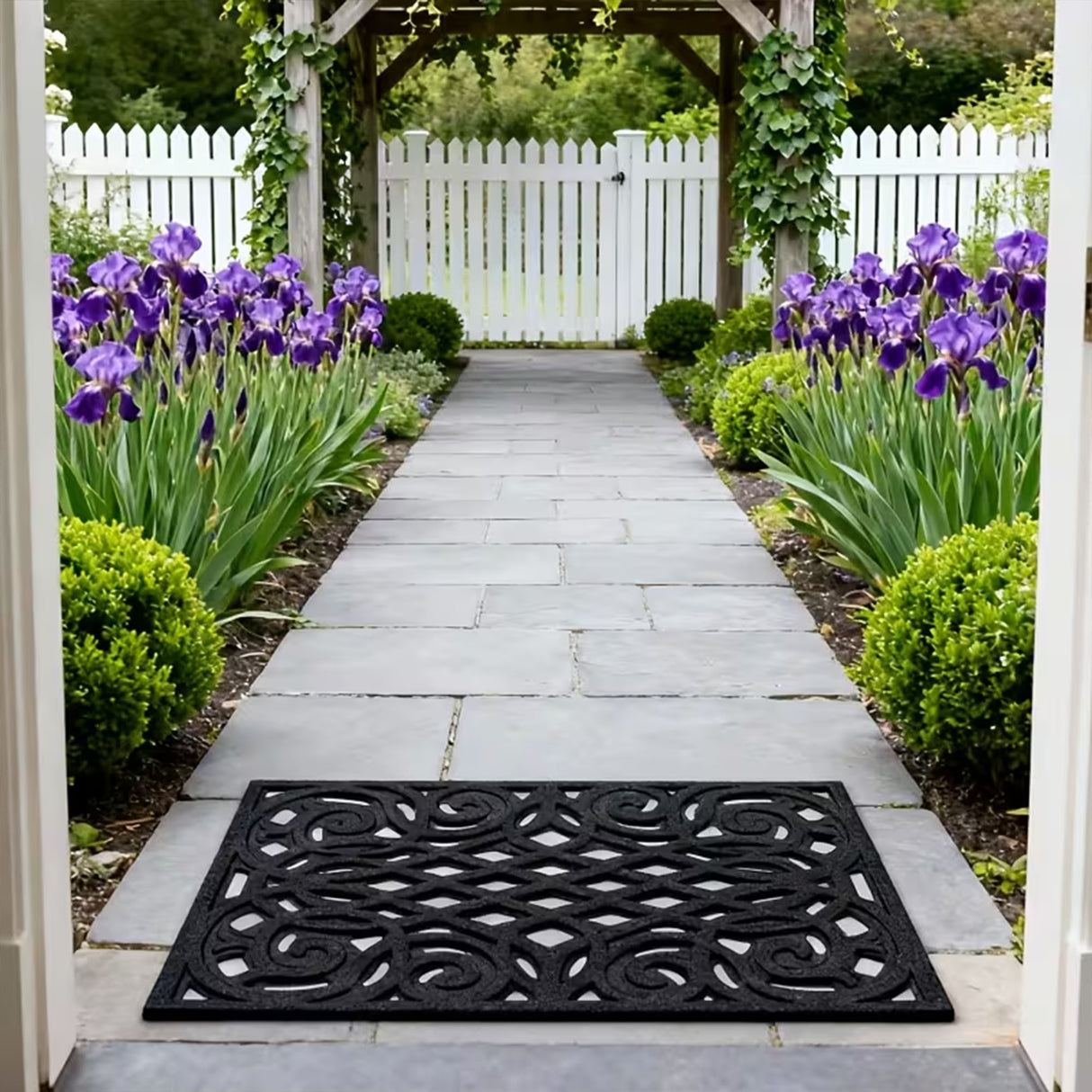 Victorian Style Eco Outdoor Door Mat - Black
