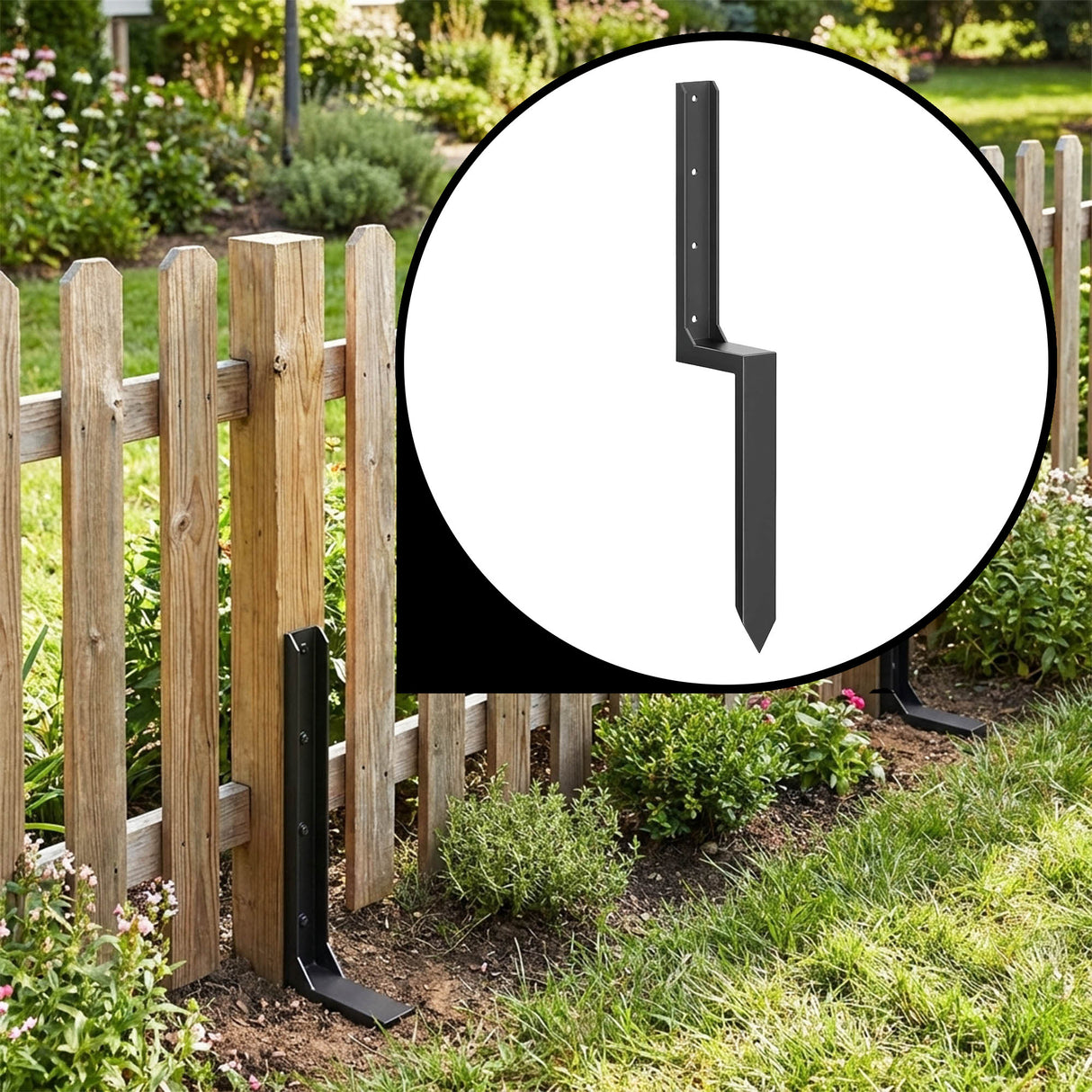 Metal Fence Post Support Brackets - Pack of 4