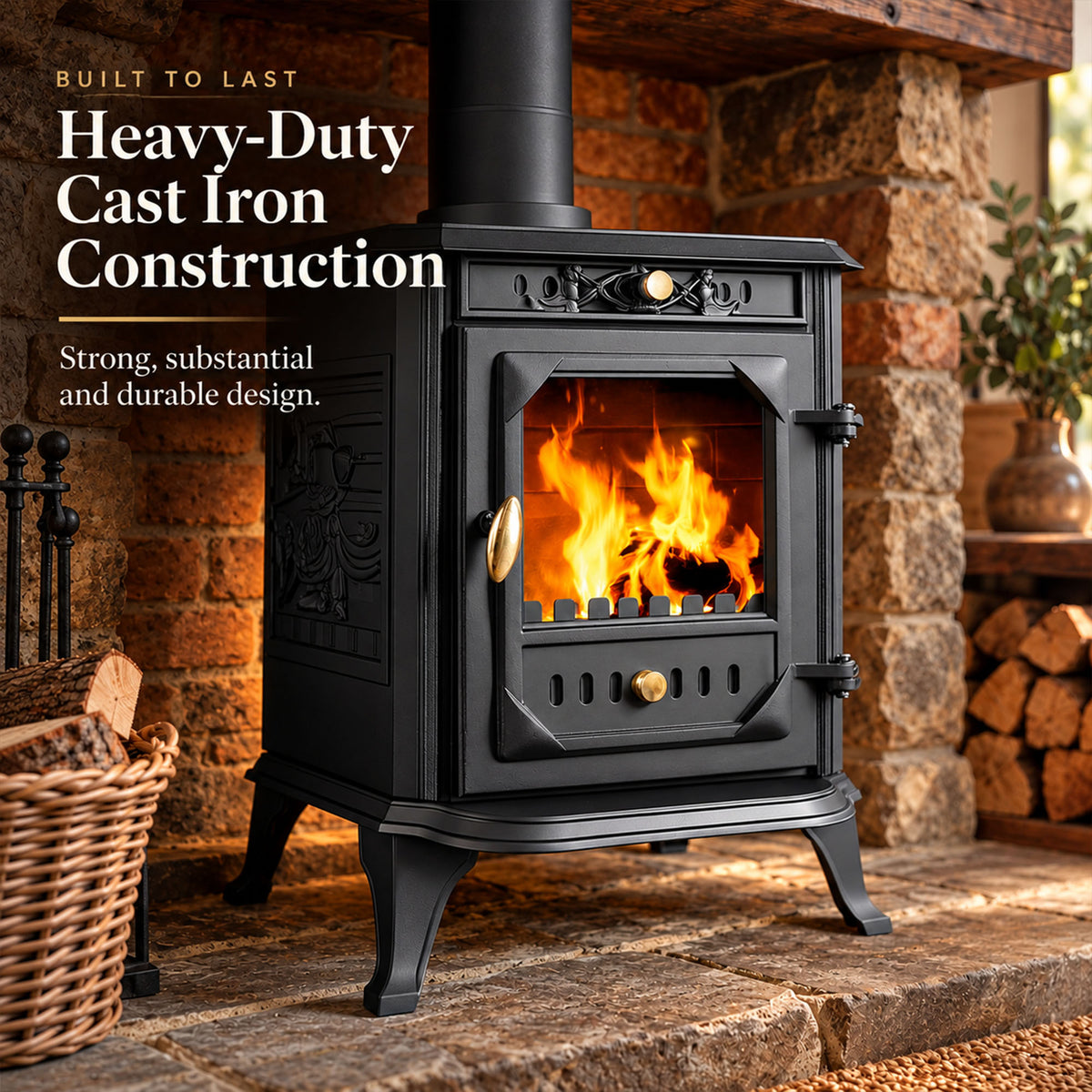 Cast Iron Wood and Coal Burning Stove 7kW - JA001