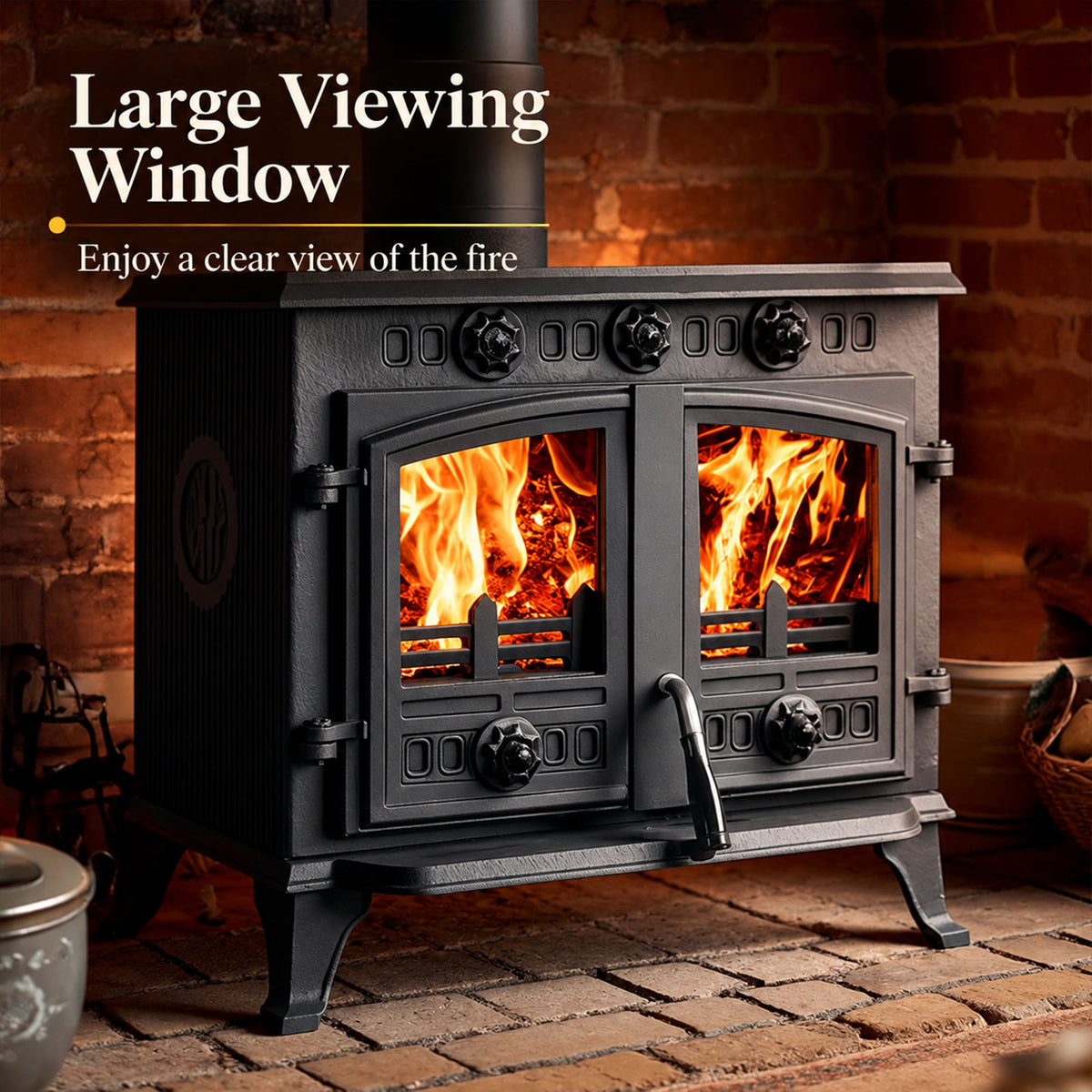Cast Iron Wood and Coal Burning Stove 10kW - JA006