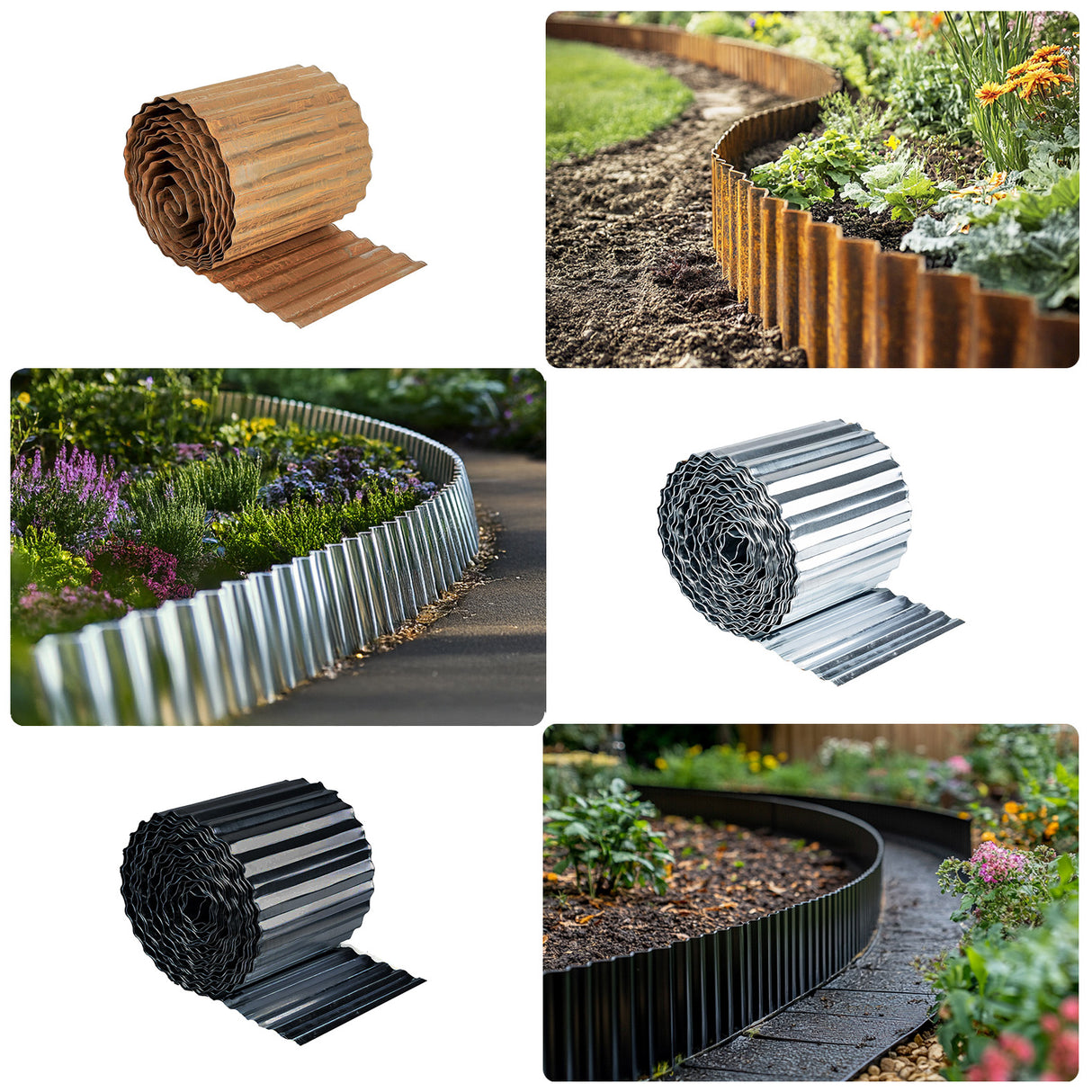 Corrugated Metal Garden Border Roll – 5m / 6m / 12m Long Rolls