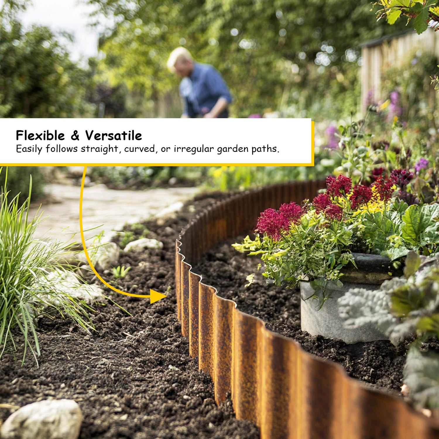 Corrugated Metal Garden Border Roll – 5m / 6m / 12m Long Rolls