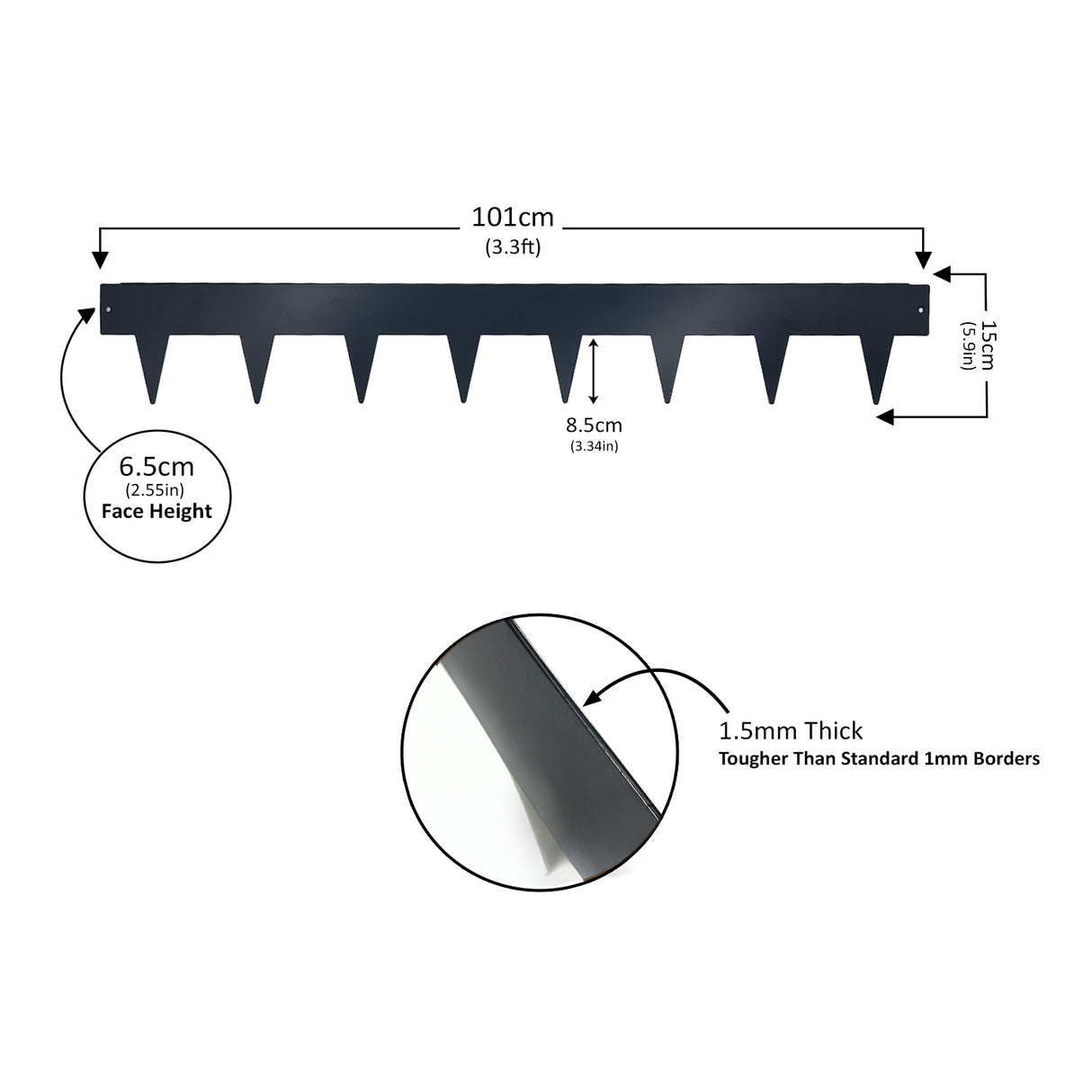 Metal Lawn Edging Garden Border with Pegs - 5 Pieces