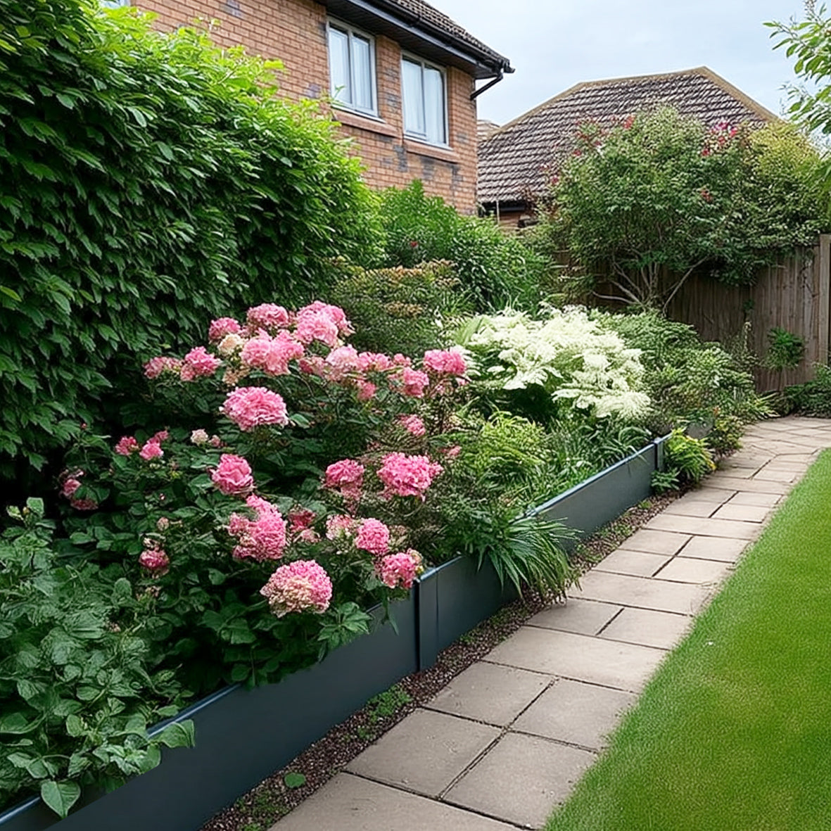 Extra-High Metal Lawn Edging Garden Border with Pegs - 5 Pieces