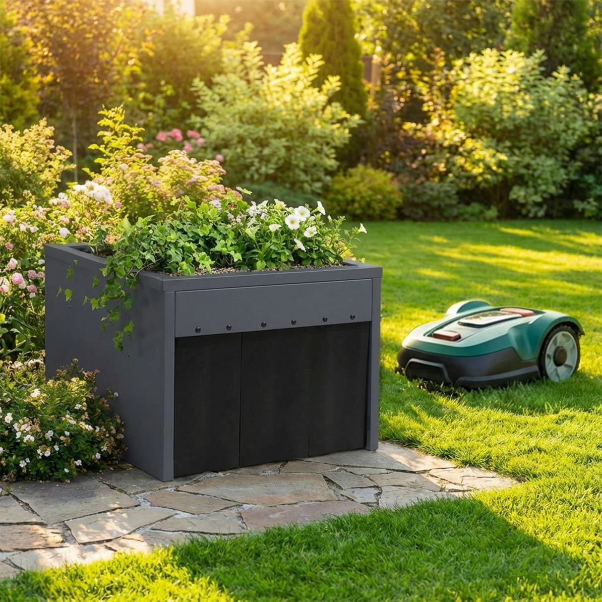 Robot Lawn Mower Garage Shelter with Plant Roof