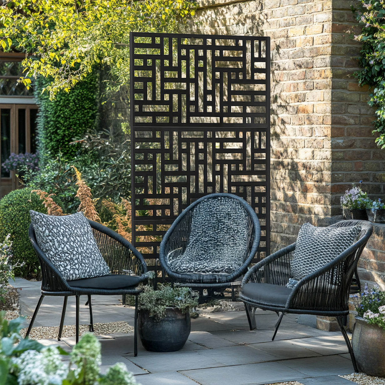 Metal Outdoor Privacy Screen with Stand 90cm x 180cm