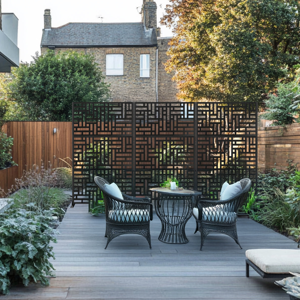Metal Outdoor Privacy Screen with Stand 90cm x 180cm
