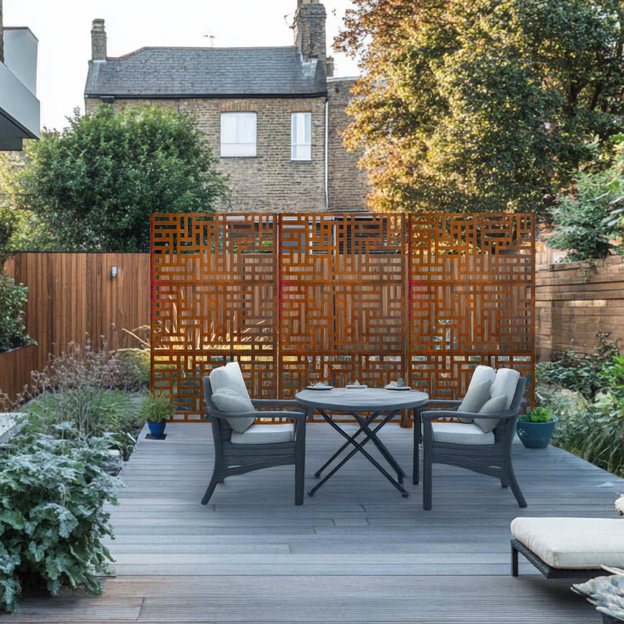 Metal Outdoor Privacy Screen with Stand 90cm x 180cm