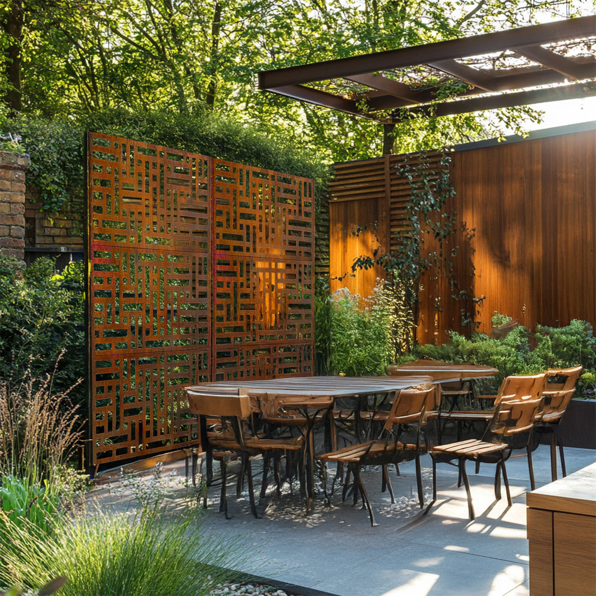 Metal Outdoor Privacy Screen with Stand 90cm x 180cm