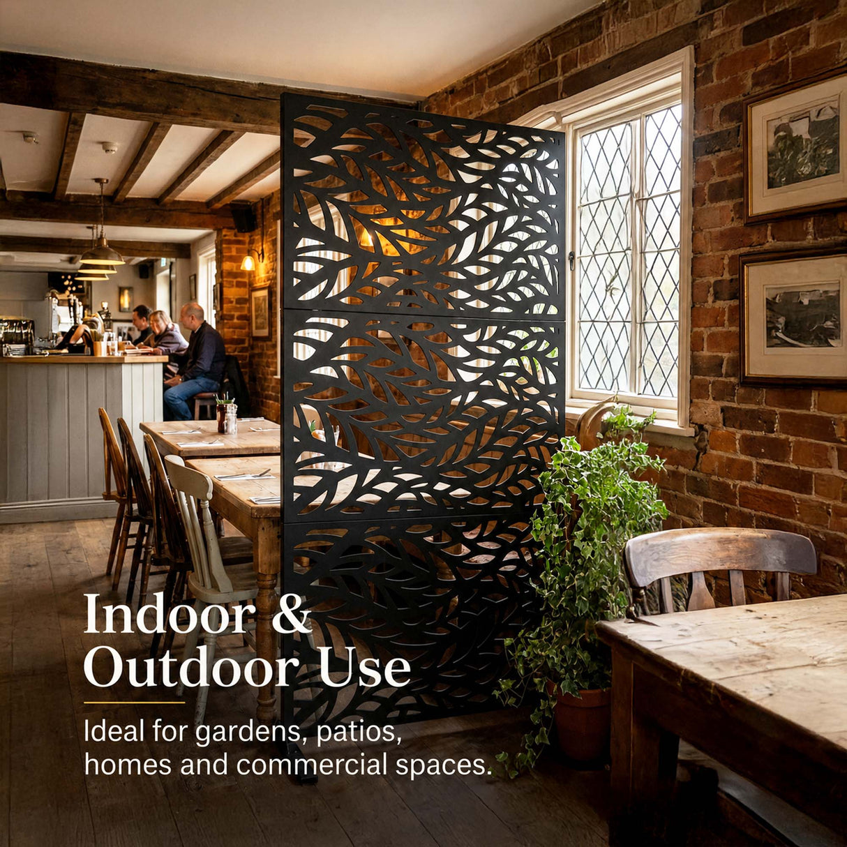 Metal Indoor/Outdoor Privacy Screen 90cm x 180cm - Leaf