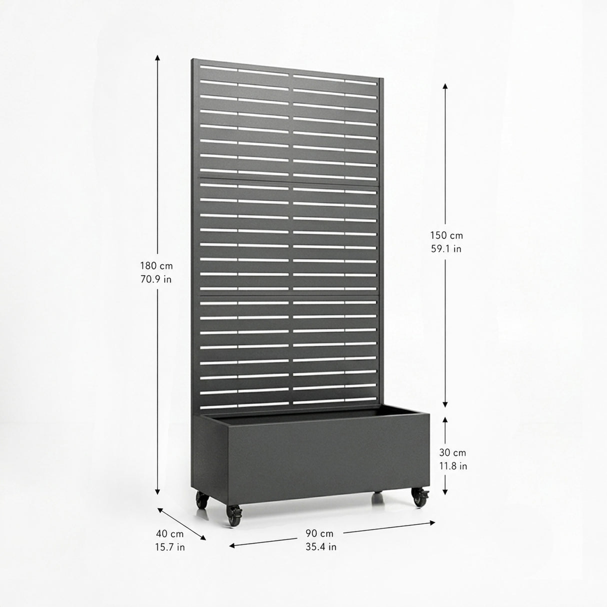 Metal Indoor/Outdoor Privacy Screen with Plant Pot - Slats