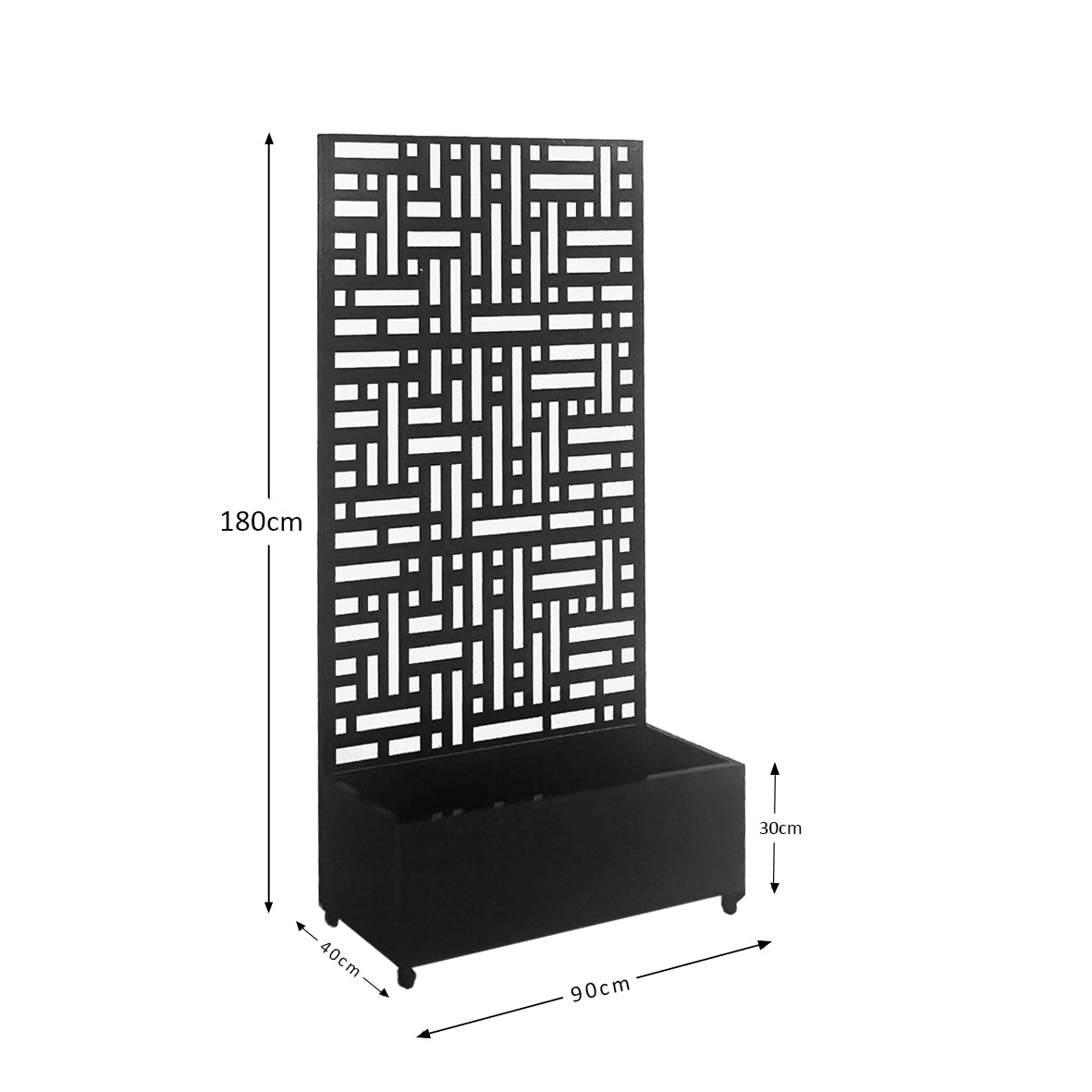 Metal Outdoor Privacy Screen with Plant Pot - 90cm x 180cm