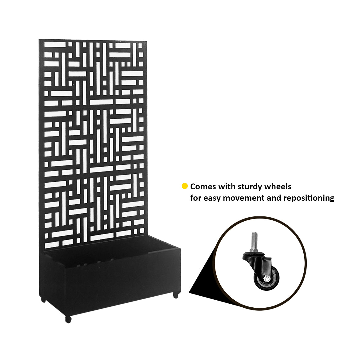 Metal Outdoor Privacy Screen with Plant Pot - 90cm x 180cm