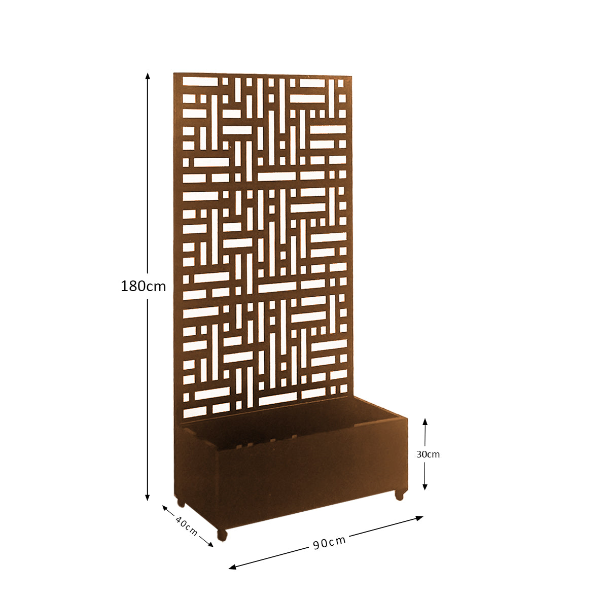 Metal Outdoor Privacy Screen with Plant Pot - 90cm x 180cm