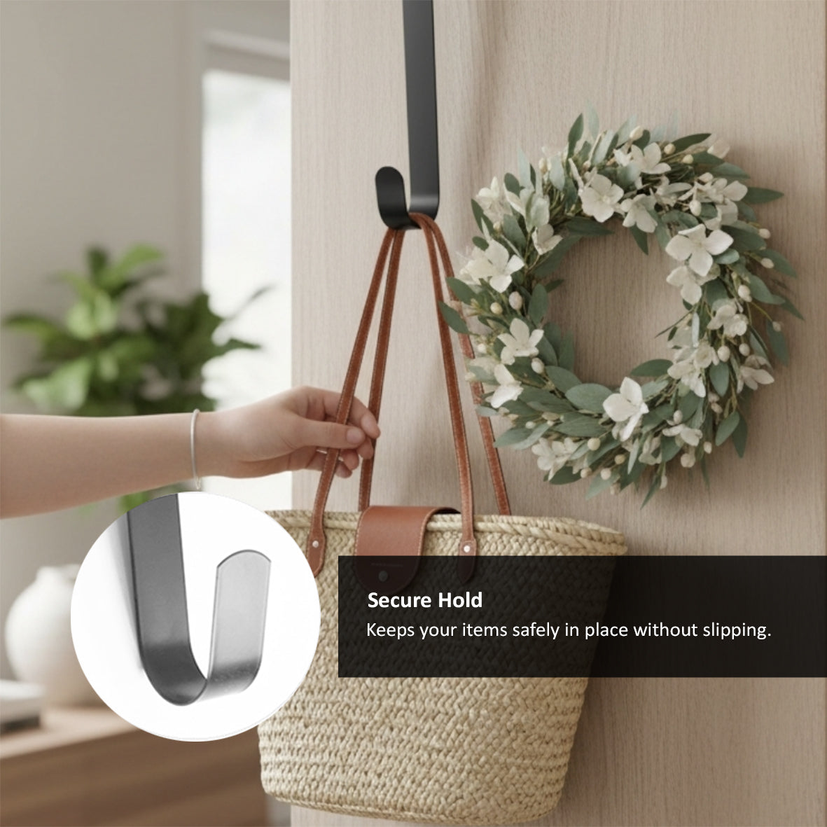 Metal Wreath Door Hanger - Grey or White