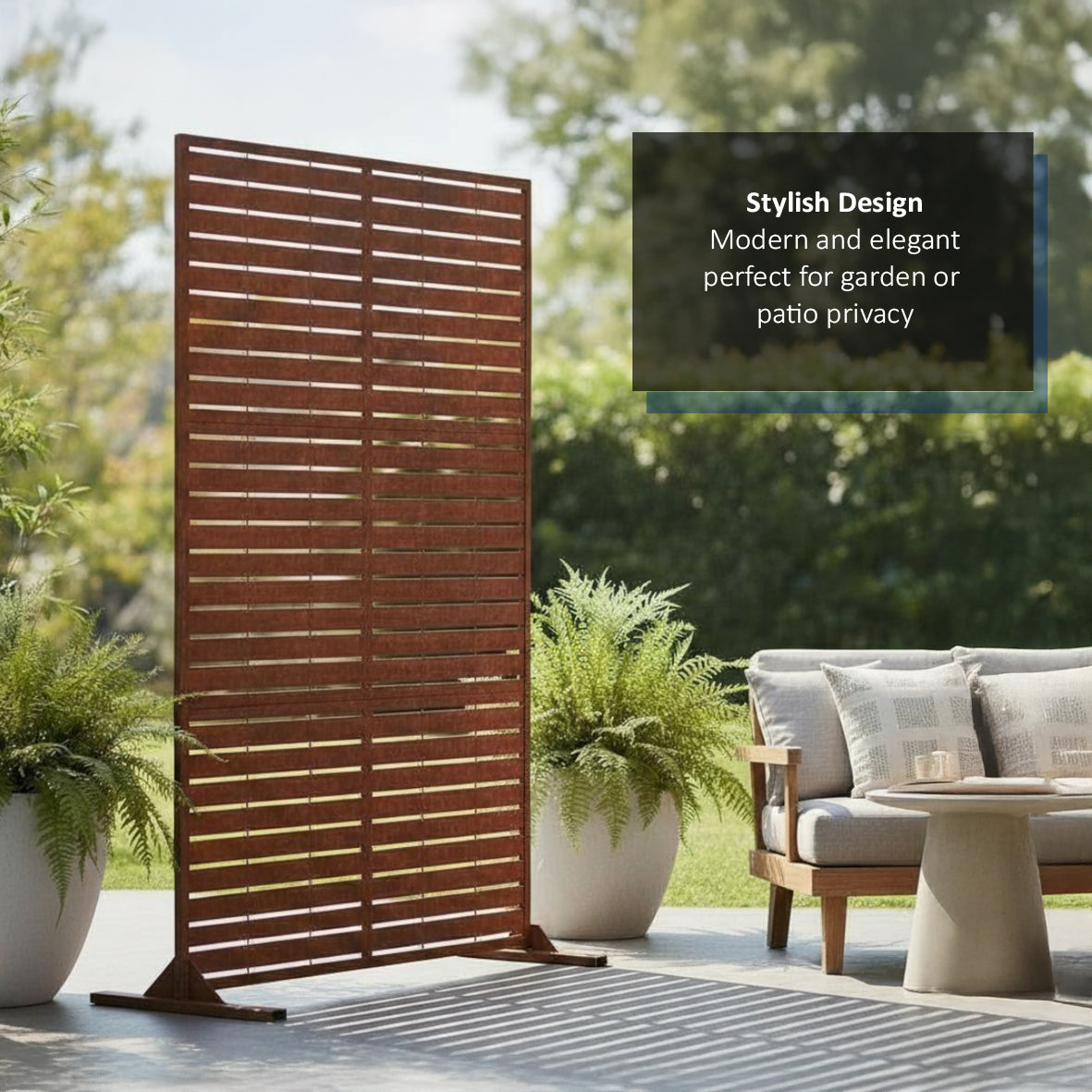 Metal Outdoor Privacy Screen 90cm x 180cm - Slats