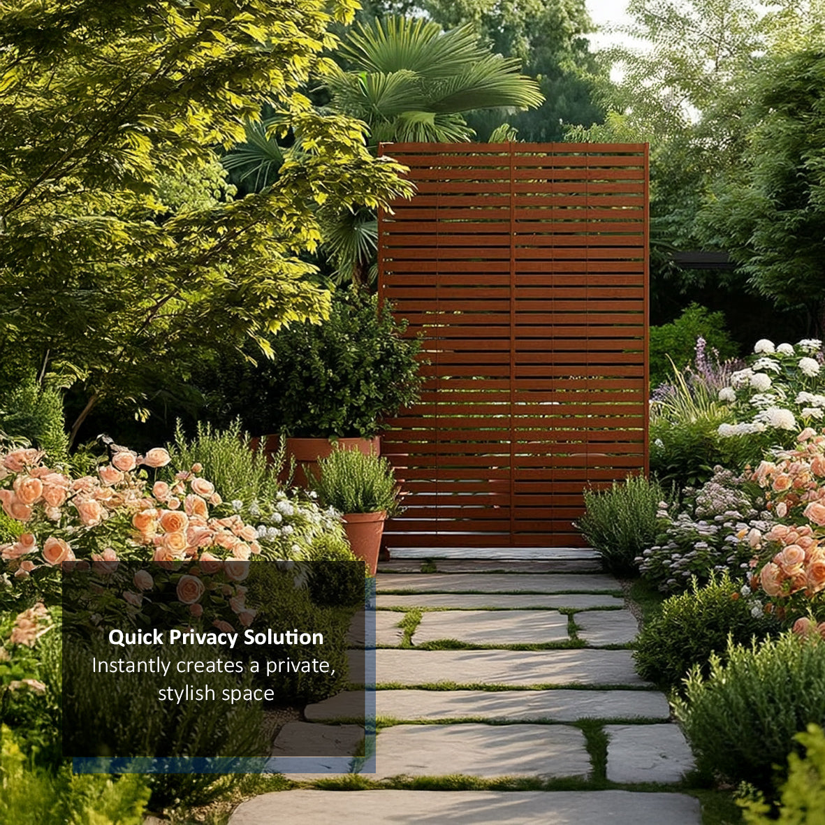 Metal Outdoor Privacy Screen 90cm x 180cm - Slats