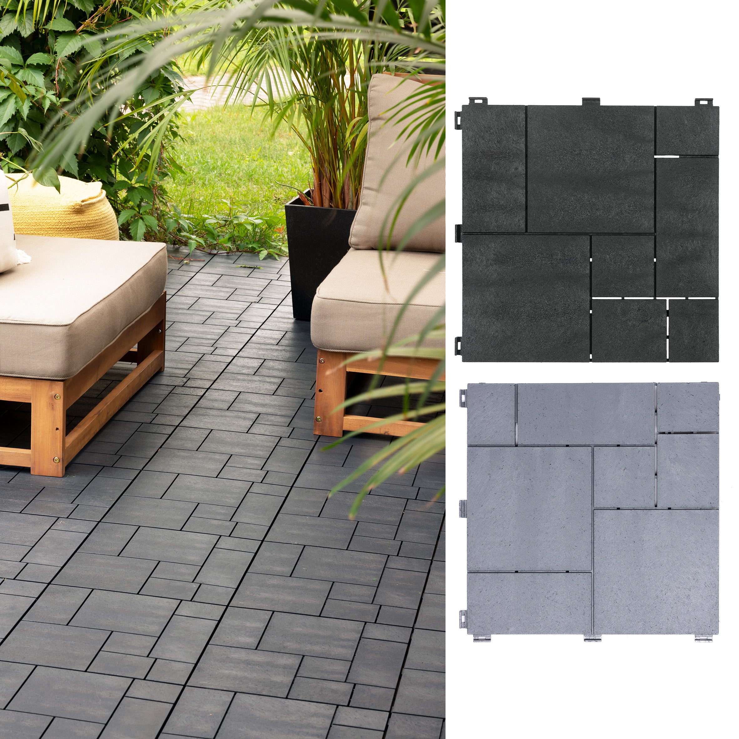 10 x Mosaic Garden Patio Interlocking Composite Deck Tiles