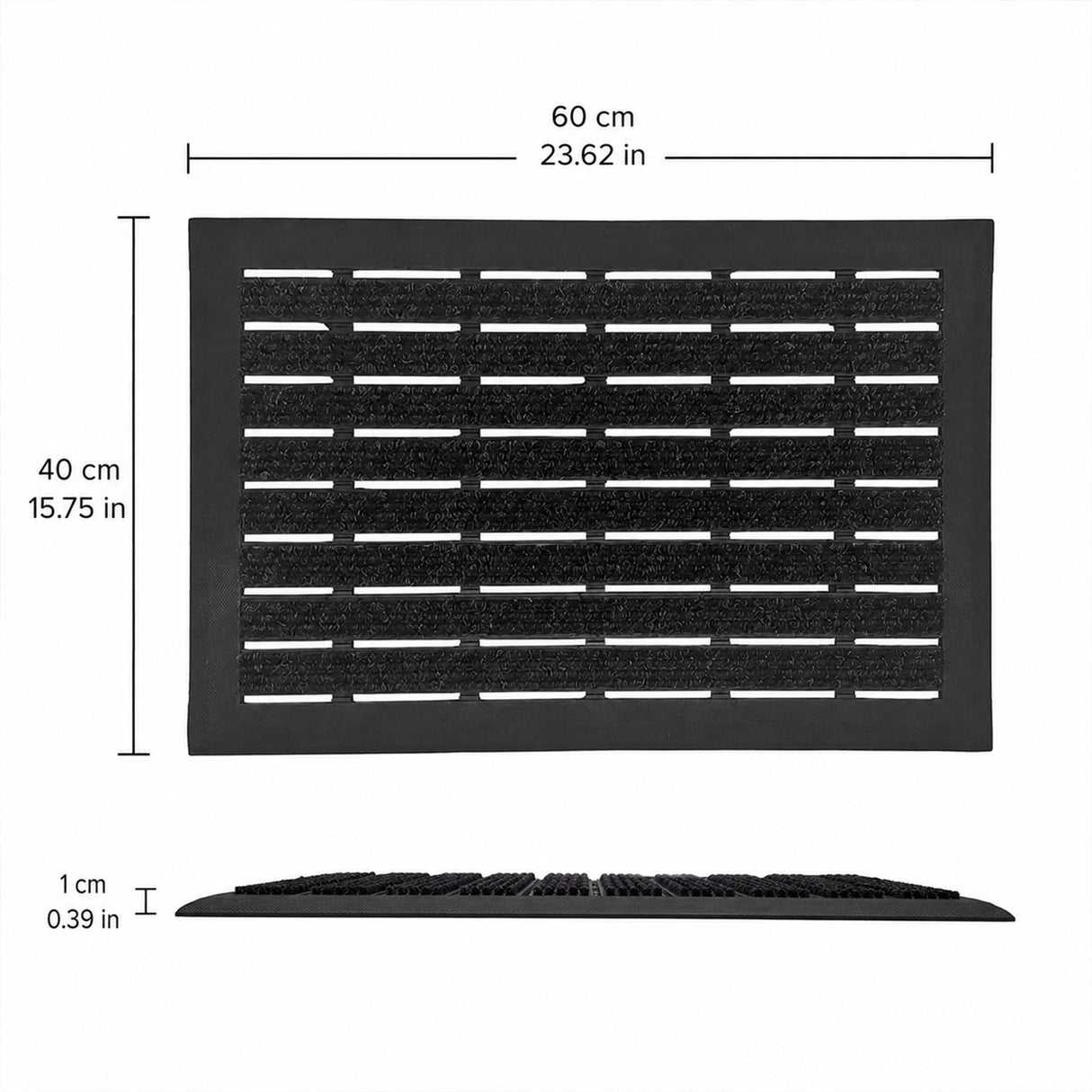 Integrated Brush Strip Door Mat with Elevated Drainage Design