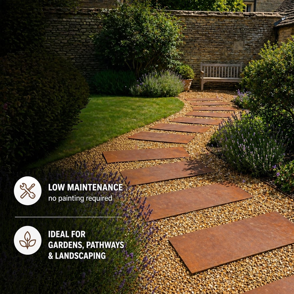 Pre-Rusted Metal Stepping Stones – Garden Pathway Paving Slabs