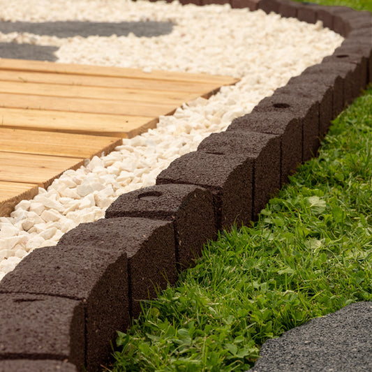 Roman Stone Recycled Rubber Garden Border Lawn Edging Stones Effect 1.2m - Brown