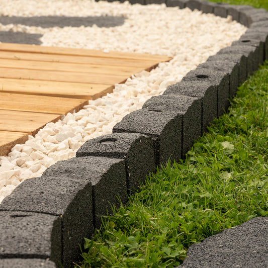Roman Stone Recycled Rubber Garden Border Lawn Edging Stones Effect 1.2m - Grey