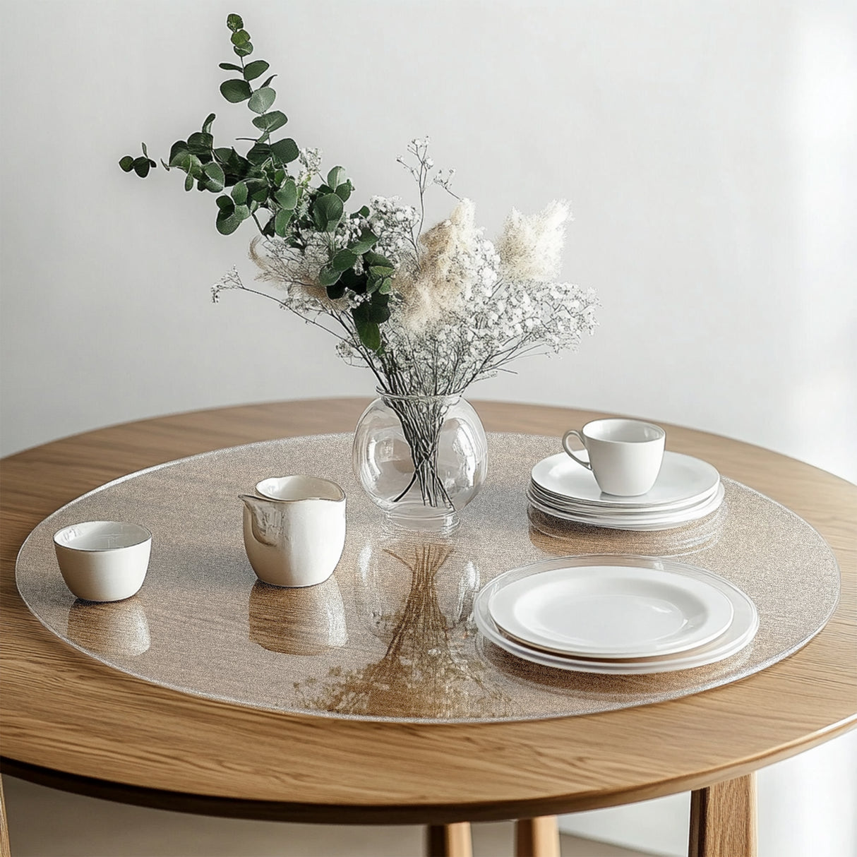 PVC Round Table Protector Mat - Transparent / Frosted