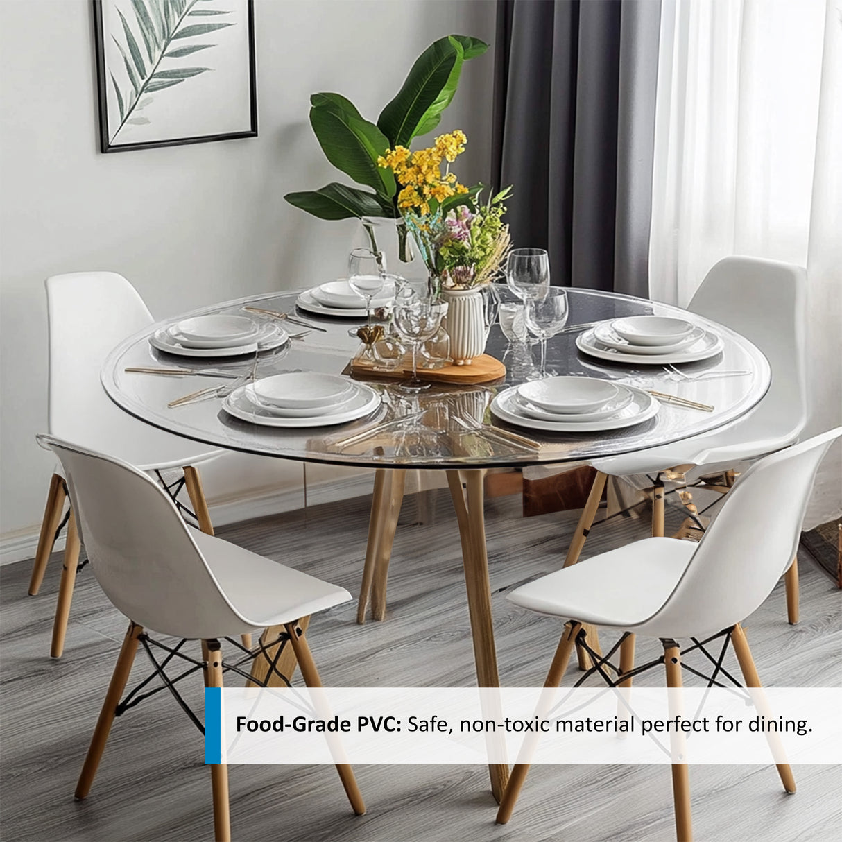 PVC Round Table Protector Mat - Transparent / Frosted