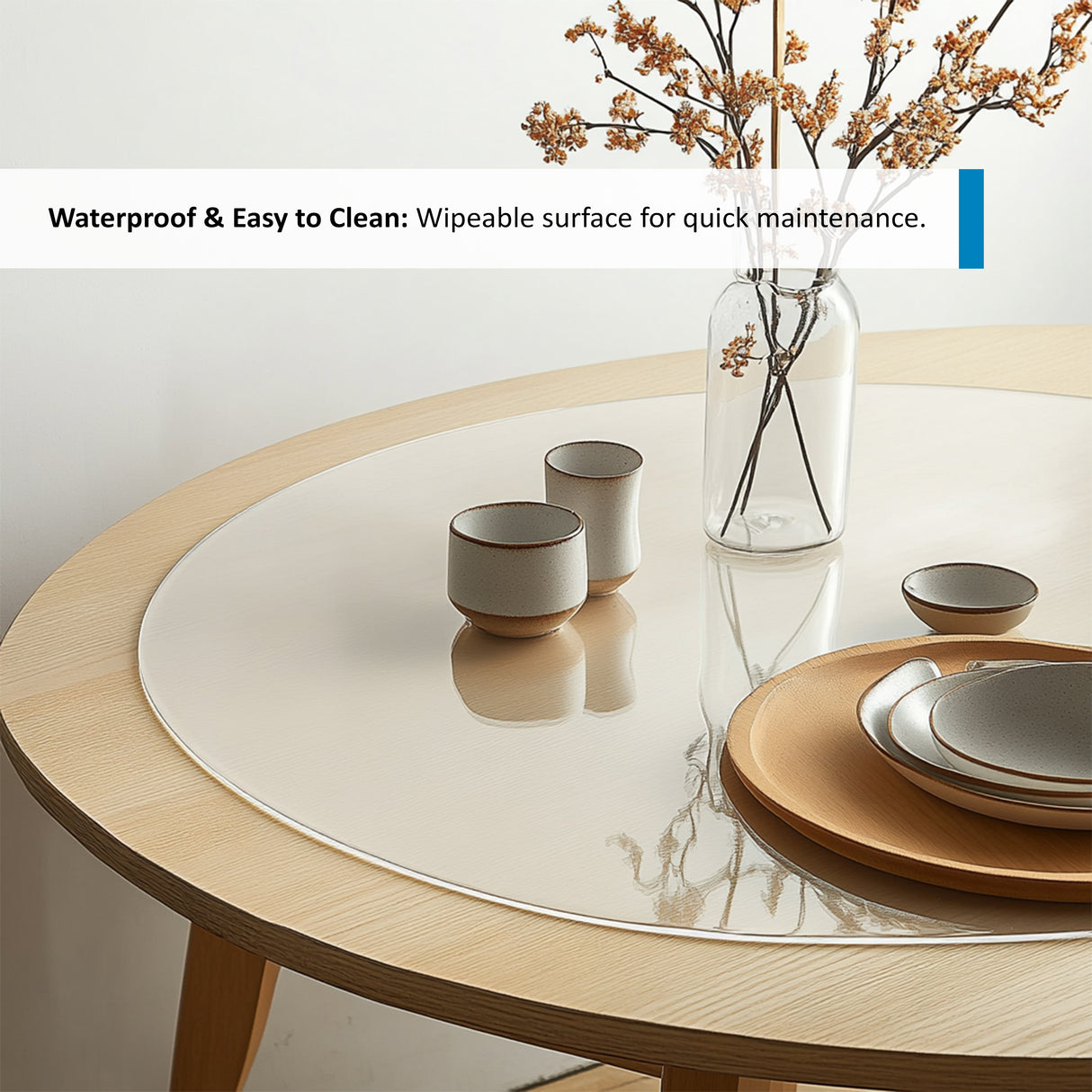 PVC Round Table Protector Mat - Transparent / Frosted