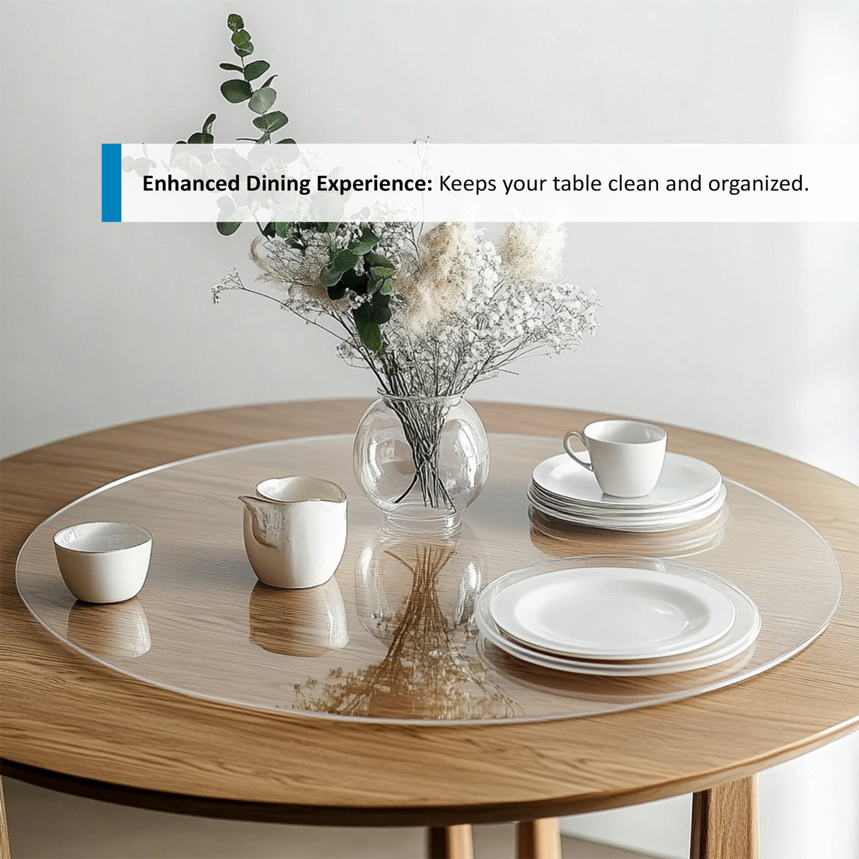 PVC Round Table Protector Mat - Transparent / Frosted