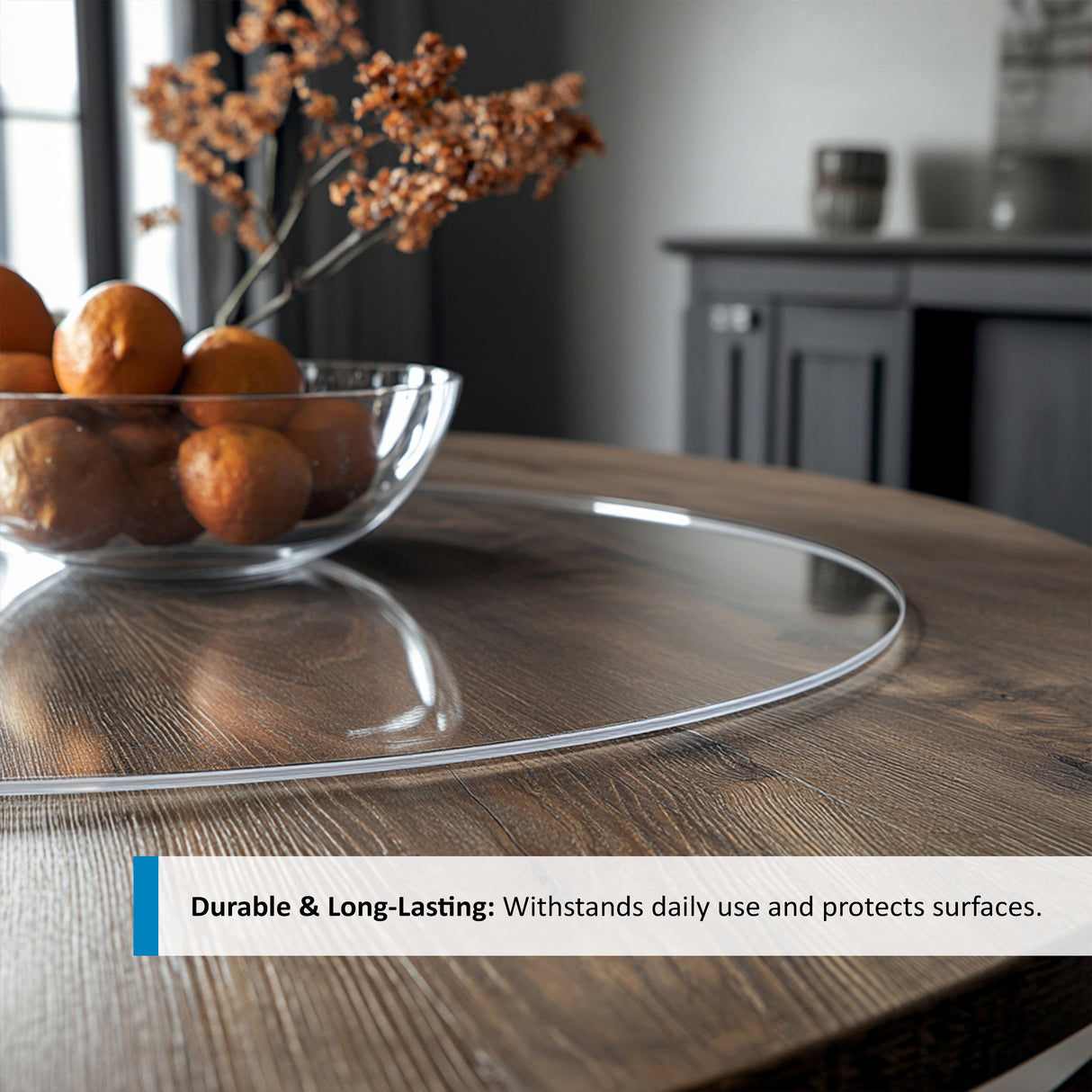 PVC Round Table Protector Mat - Transparent / Frosted