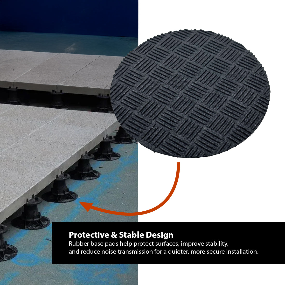 Rubber Base Pads for Decking Pedestals