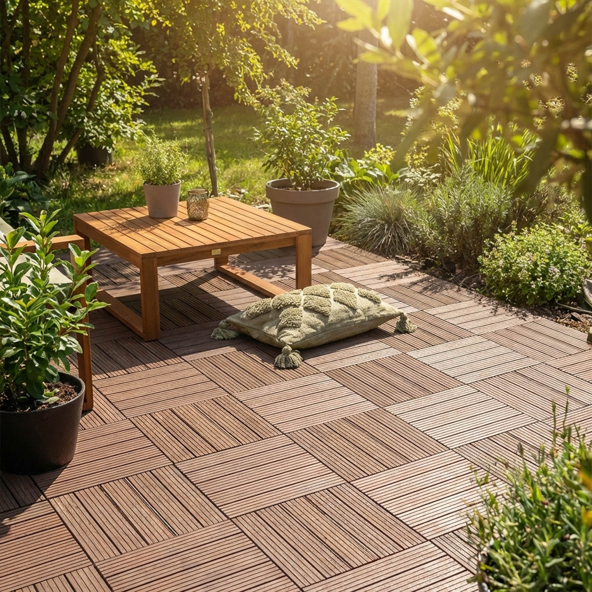 Cosmo Garden Patio Cosmopolitan Decking Tiles - Brown - Pack of 10