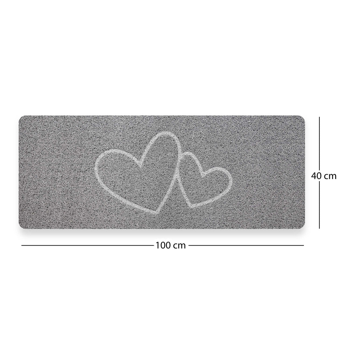 Embossed Spaghetti Loofah Anti Slip Shower Mat - Double Heart