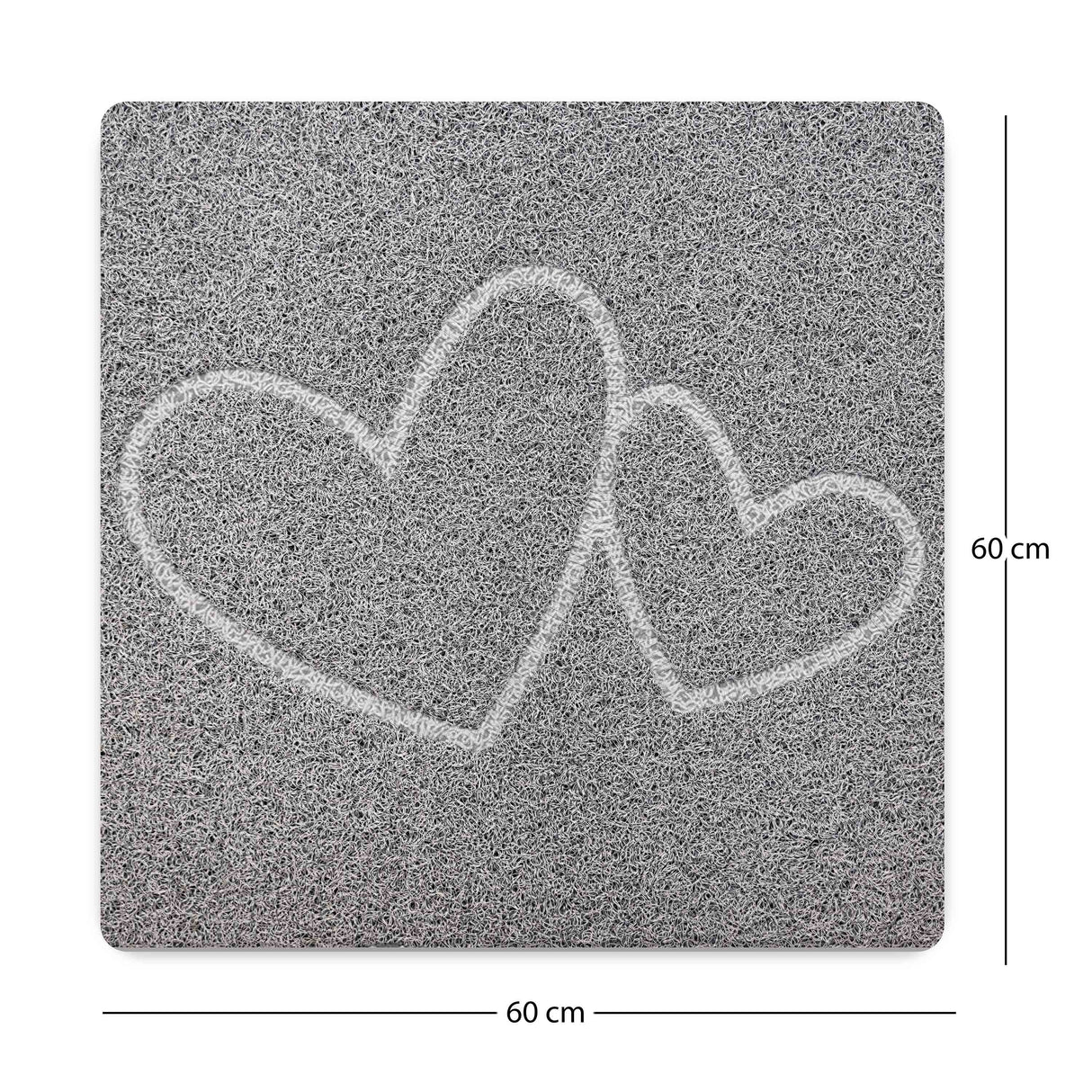 Embossed Spaghetti Loofah Anti Slip Shower Mat - Double Heart