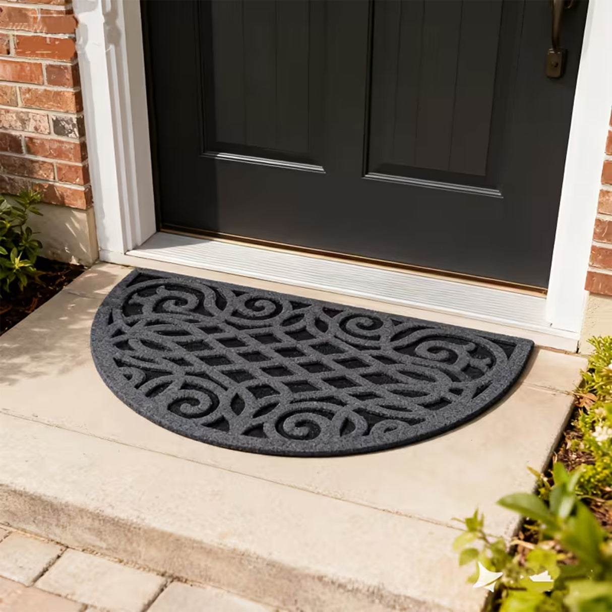 Victorian Style Eco Halfmoon Indoor and Outdoor Doormat - Grey