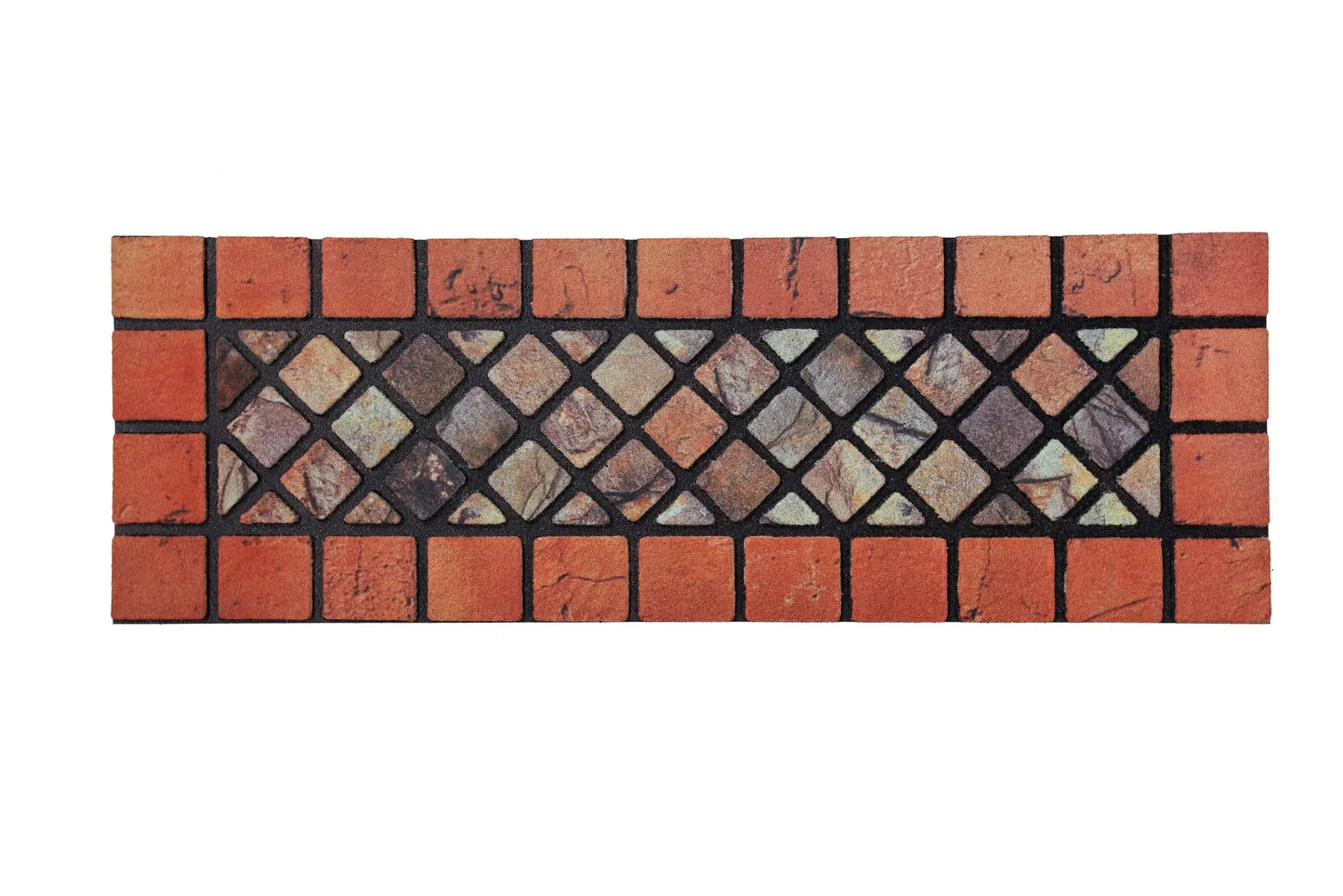 Rectangular Tile Barrier Door Mat - Red Edge