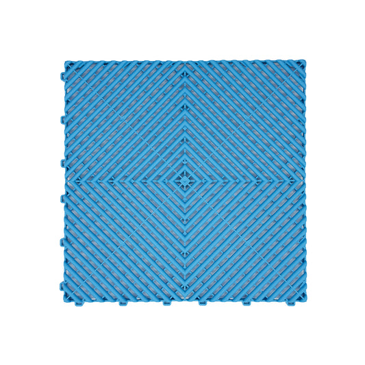 Modular Interlocking Ribbed Floor Tiles - Light Blue