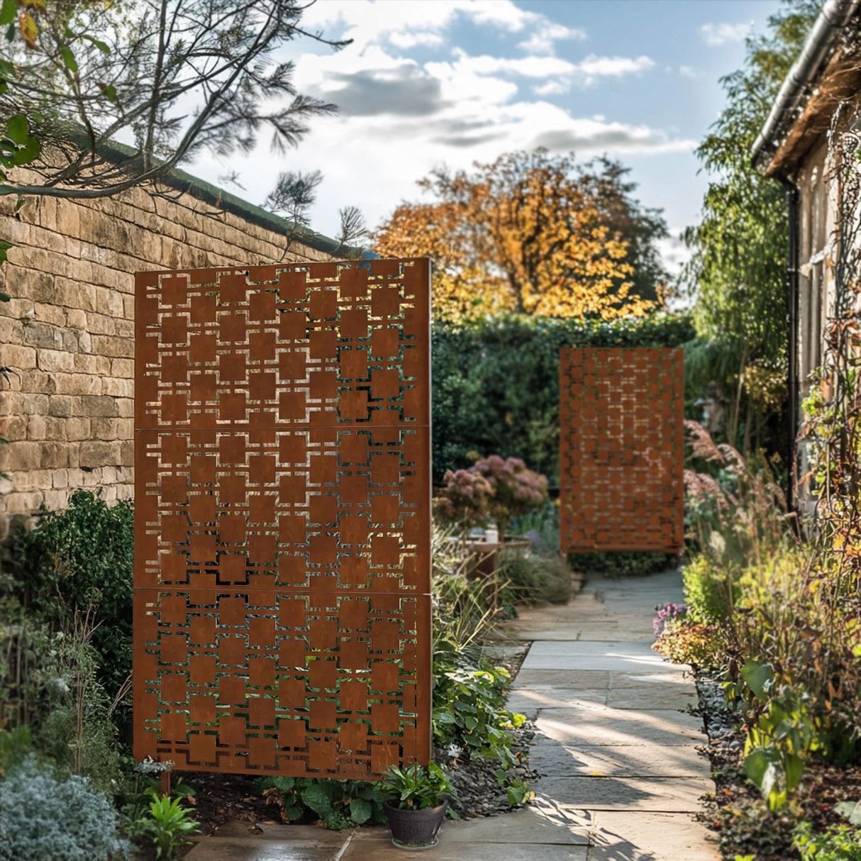 Metal Outdoor Privacy Screen with Stand 120cm x 180cm